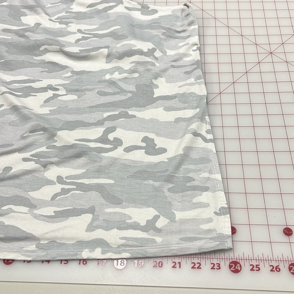 HILARY RADLEY Grey/WHT Camo Crew Side Slit SLVless Beachy Minimal Midi Dress XL - Picture 7 of 16